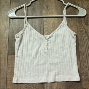 White Ribbed Button-Up Women's Top